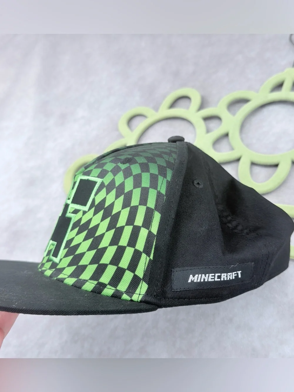 Kids Black & Green Creeper Graphic Snapback Hat